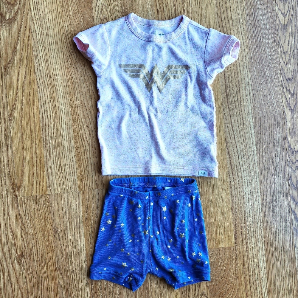 GAP Baby Pink Organic Cotton DC Wonder Woman PJs